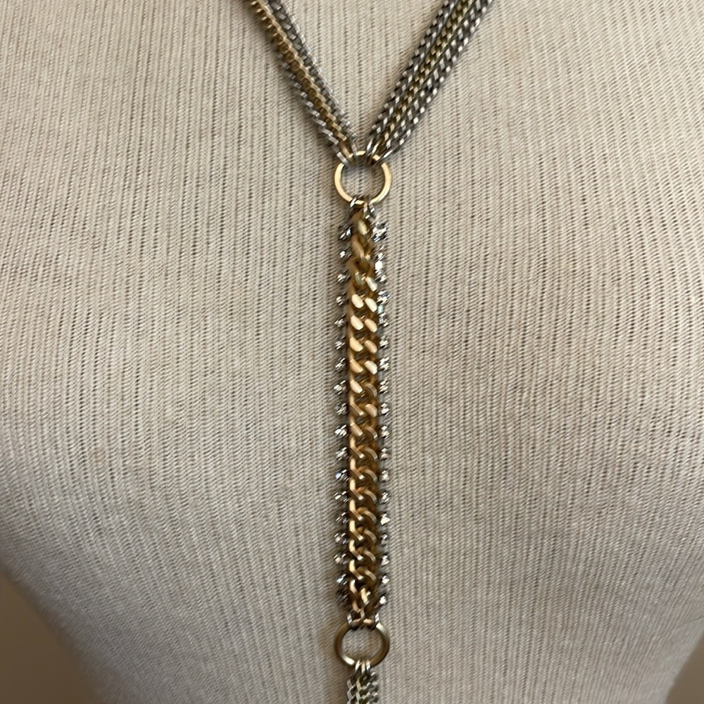 Chico’s Two-tone Y Necklace with Rhinestone - Picture 4 of 15